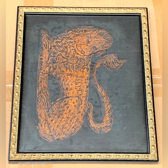 1987 Vintage Handmade Salisbury Cathedral Framed 12” x 10” Lion Brass Rubbing - Picture 14 of 16